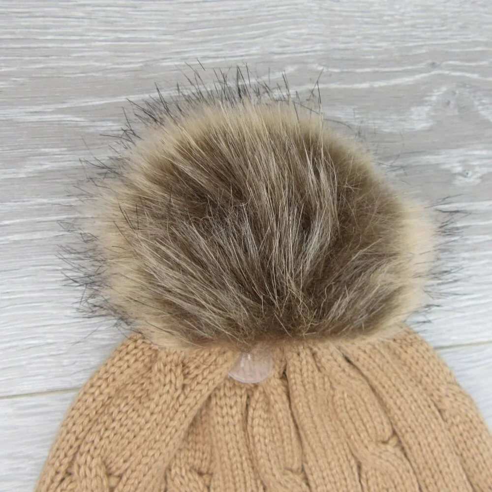 Lauren Ralph Lauren Crest-Patch Pom Pom Cable-Knit Beanie NEW - Picture 7 of 11